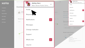 Educator avatar menu open with cursor hovering over Profile